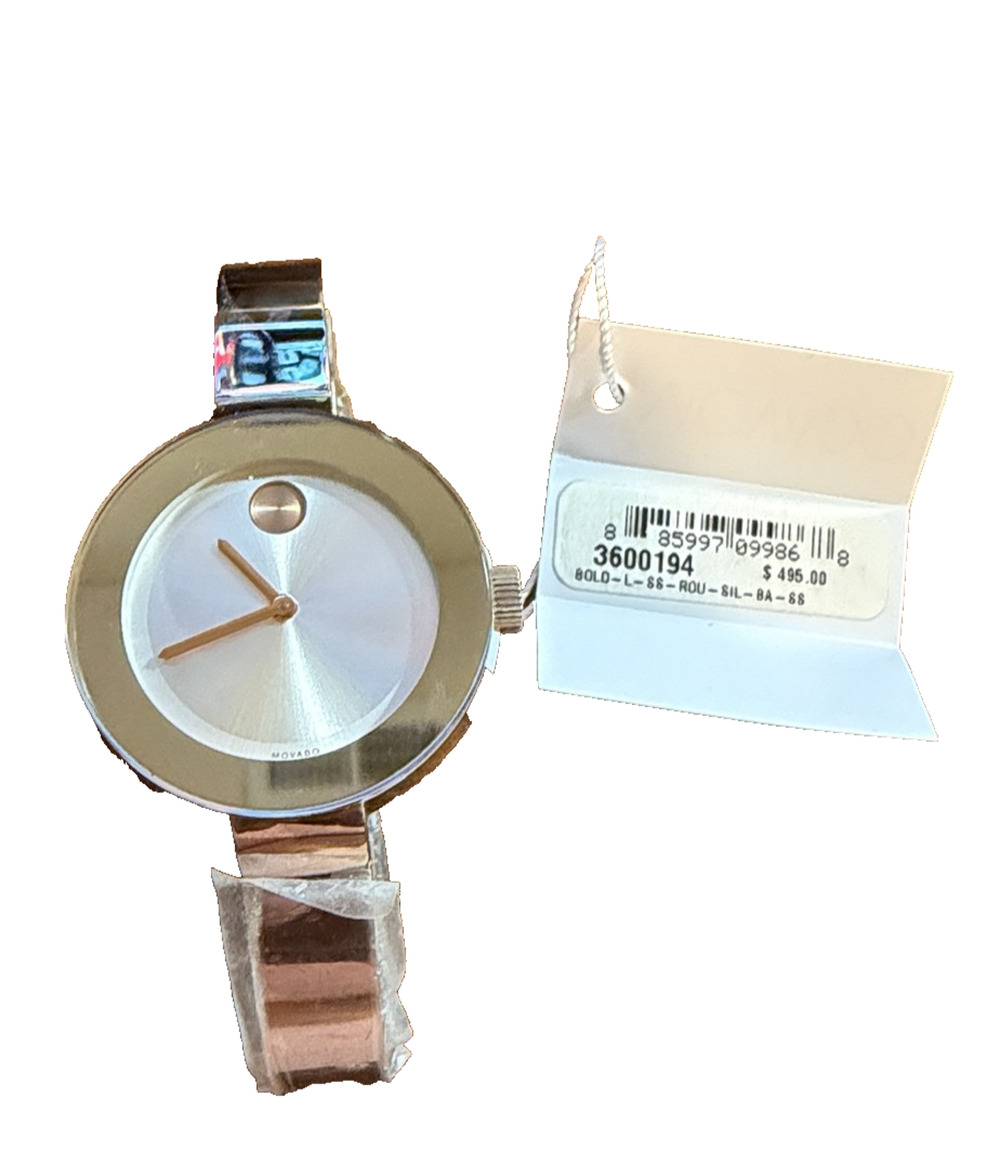 Movado Bold Women's Silver Dial Stainless Steel Bangle Watch 3600194